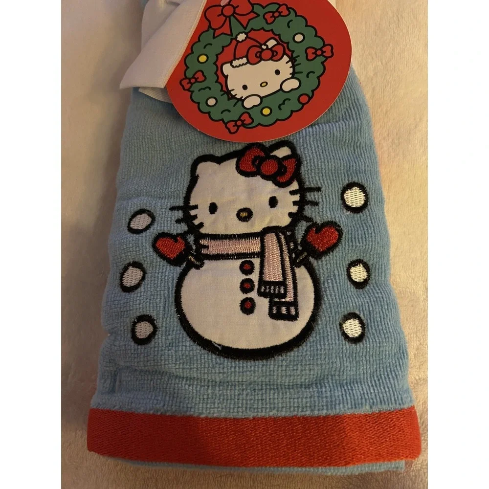Hello Kitty Hand Towels Snowmen Set Of 2 Sanrio NEW